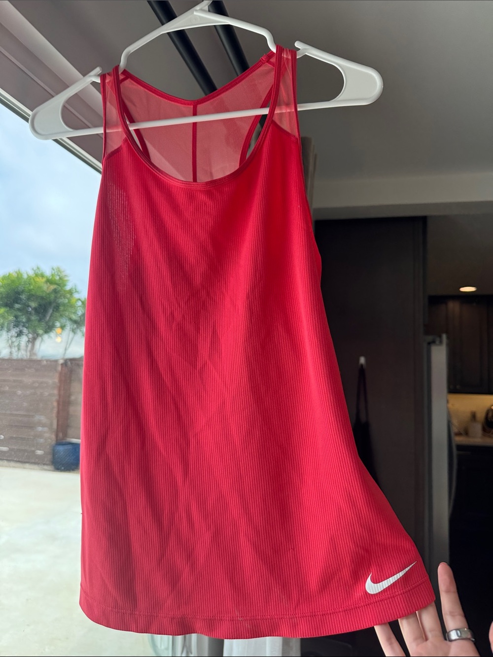 Nike Red Coral Dryfit Women's Mesh-Back Athletic Tank